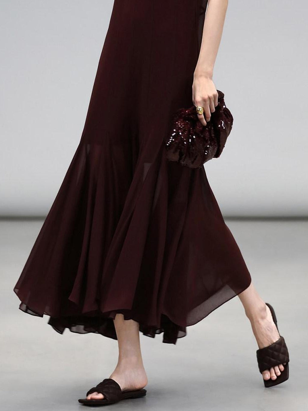 COCOBELLA Elegant Spliced Mermaid Silhouette U Neck Slip For Women Polyester Dresses