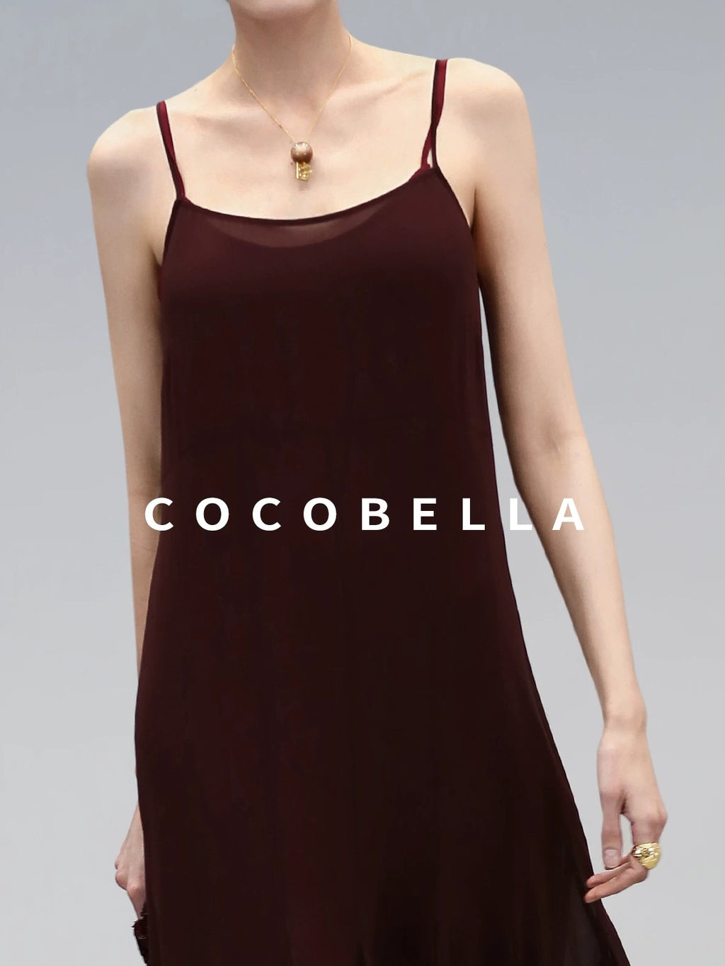 COCOBELLA Elegant Spliced Mermaid Silhouette U Neck Slip For Women Polyester Dresses