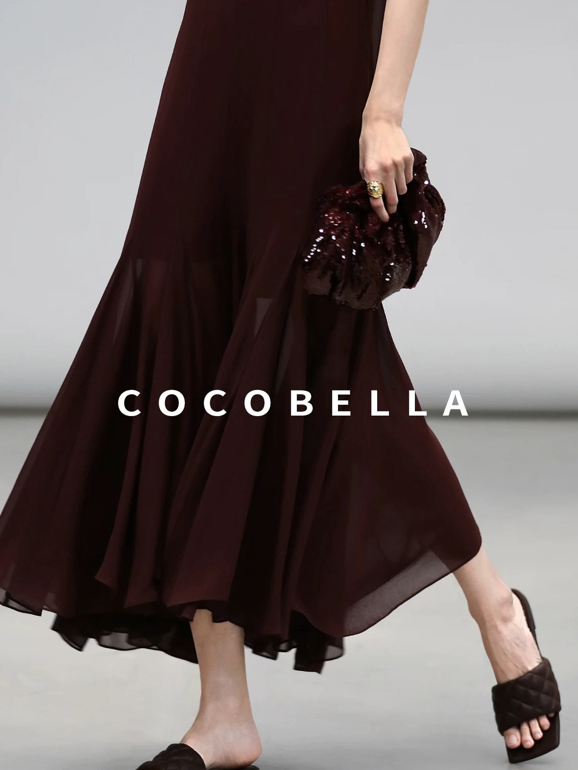 COCOBELLA Elegant Spliced Mermaid Silhouette U Neck Slip For Women Polyester Dresses