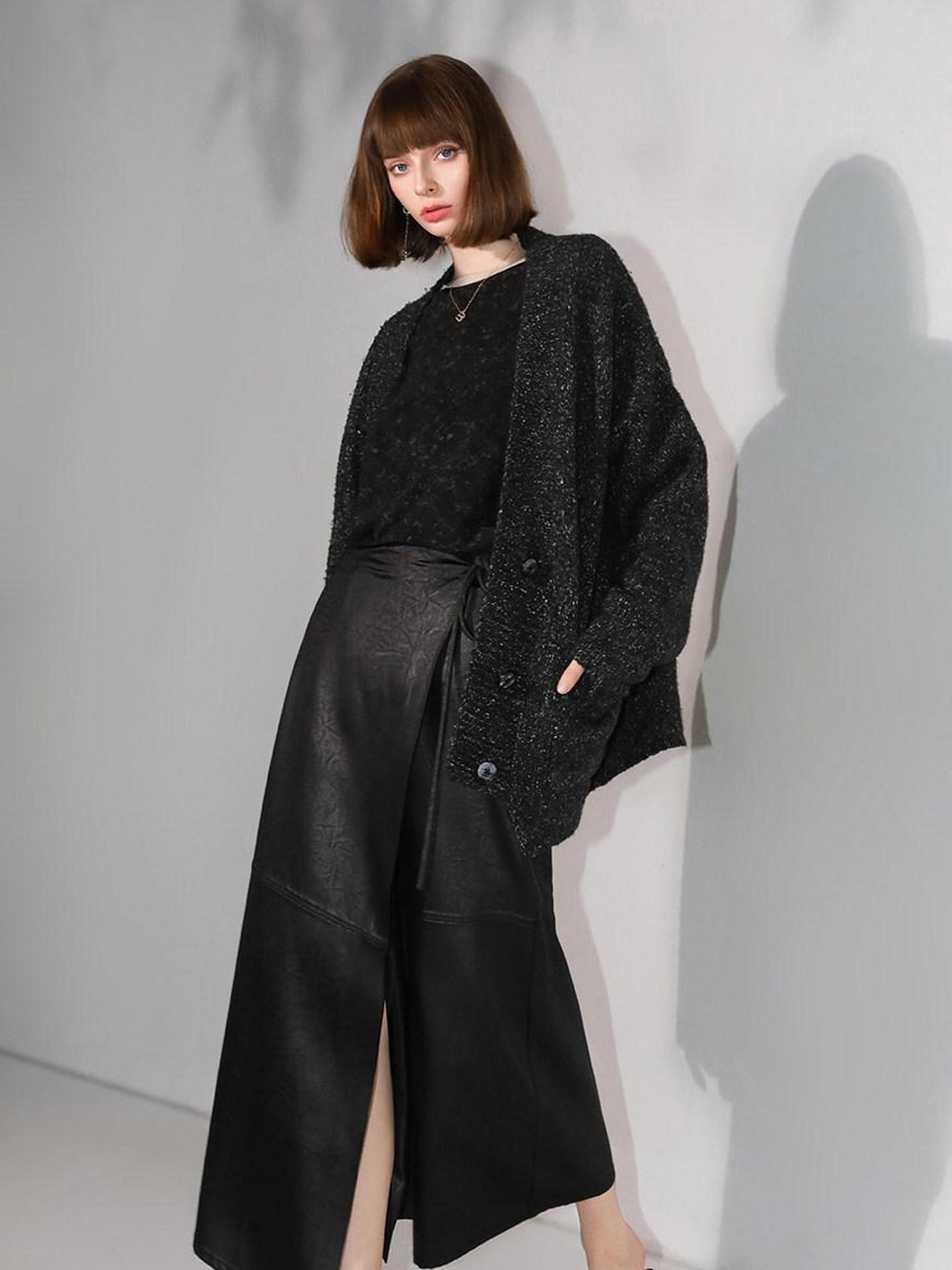 COCOBELLA Elegant Tie Waist Asymmetric Wrap Patchwork A Line Mid Waist Office Skirts