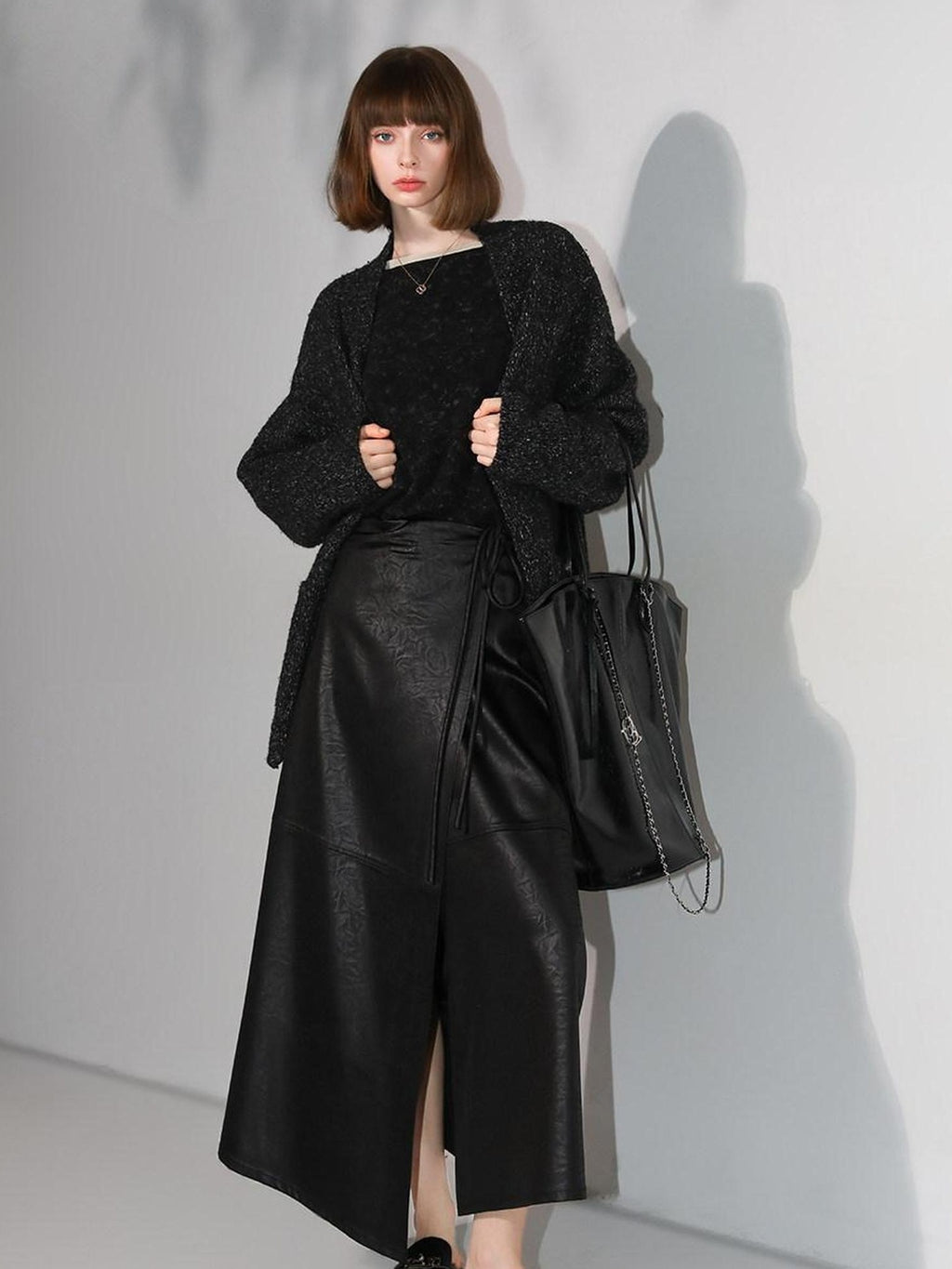 COCOBELLA Elegant Tie Waist Asymmetric Wrap Patchwork A Line Mid Waist Office Skirts