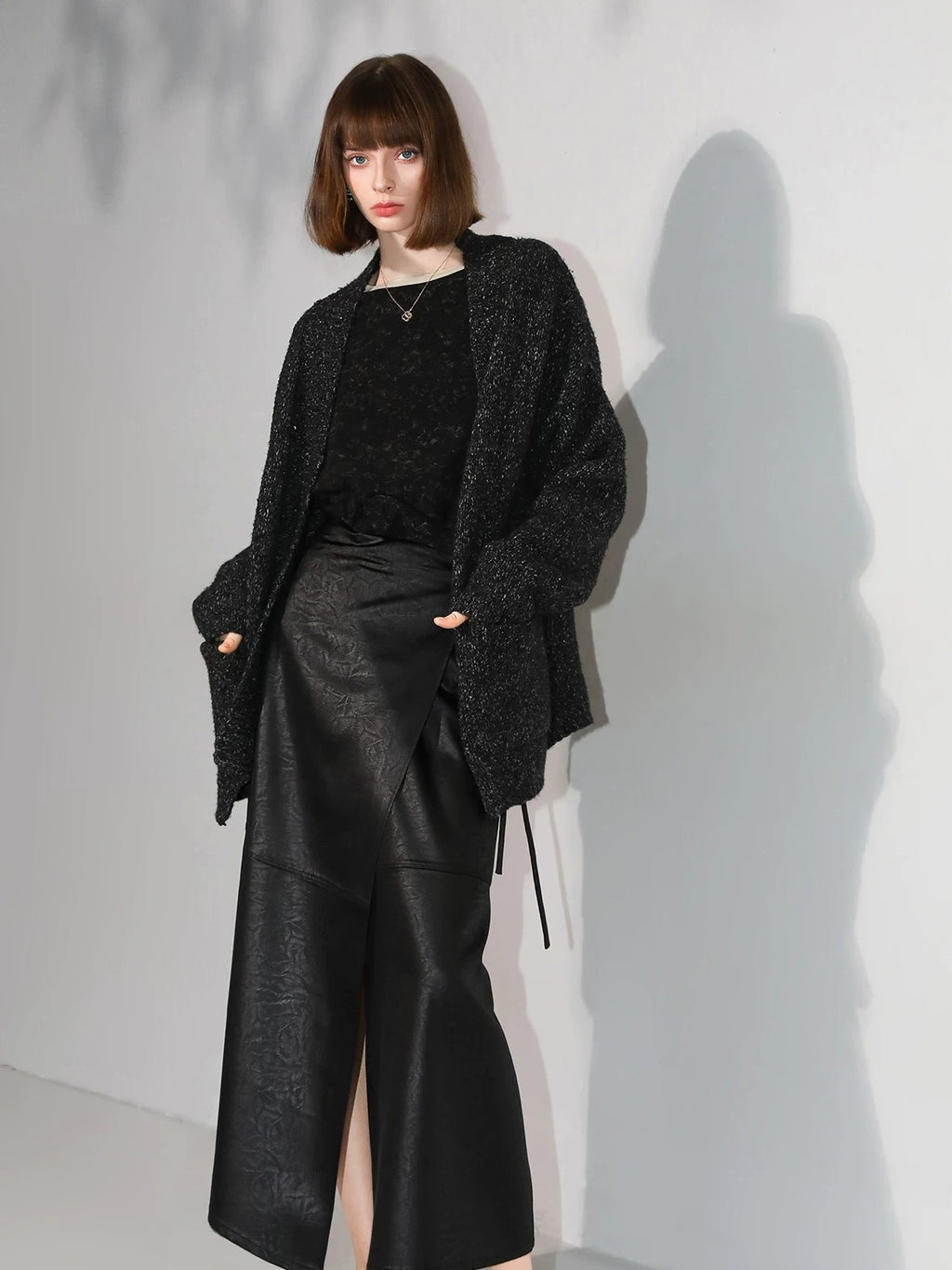 COCOBELLA Elegant Tie Waist Asymmetric Wrap Patchwork A Line Mid Waist Office Skirts