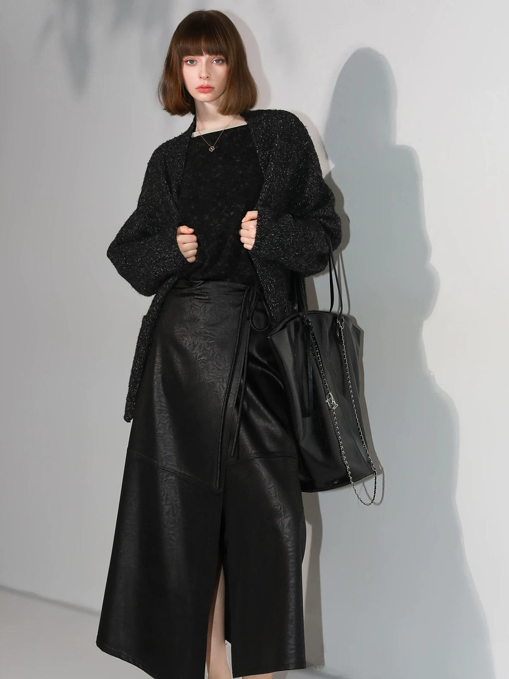 COCOBELLA Elegant Tie Waist Asymmetric Wrap Patchwork A Line Mid Waist Office Skirts