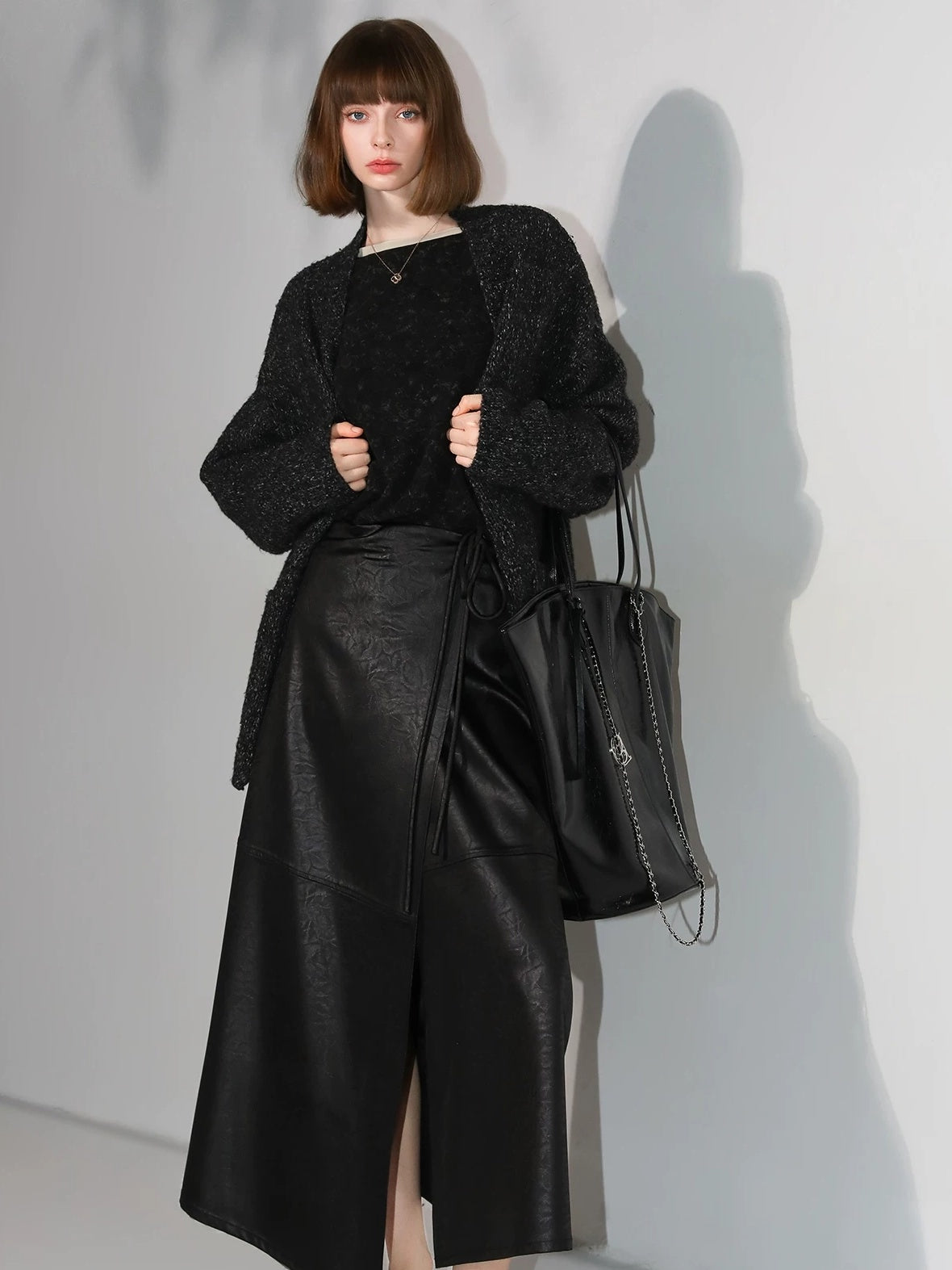 COCOBELLA Elegant Tie Waist Asymmetric Wrap Patchwork A Line Mid Waist Office Skirts