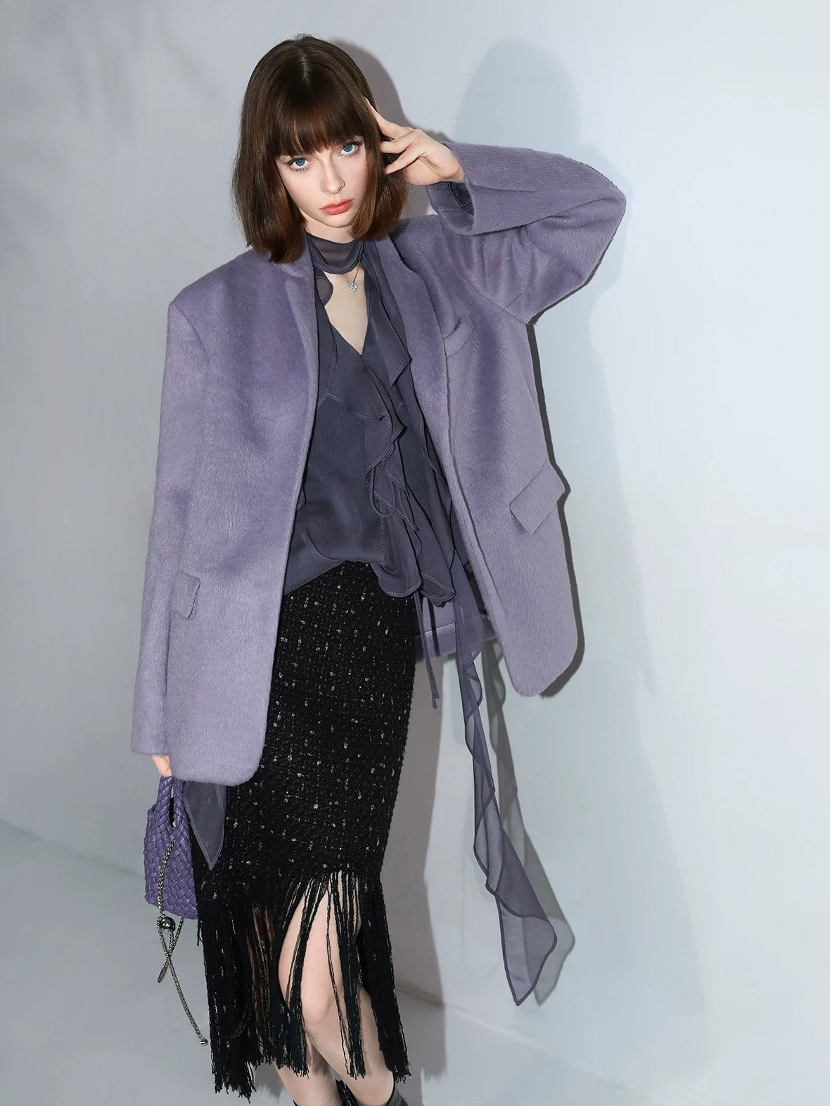 COCOBELLA Elegant Wool Blend One Button Straight Fit Blazer Pockets Women Overcoat Jackets