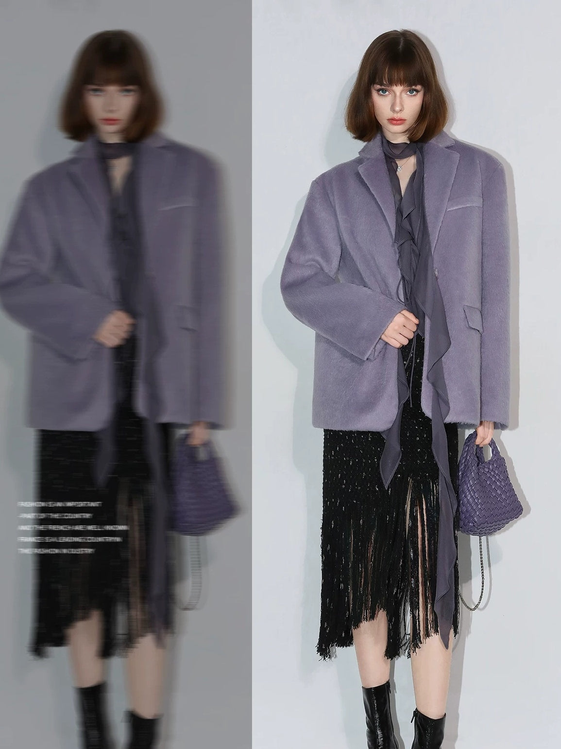 COCOBELLA Elegant Wool Blend One Button Straight Fit Blazer Pockets Women Overcoat Jackets