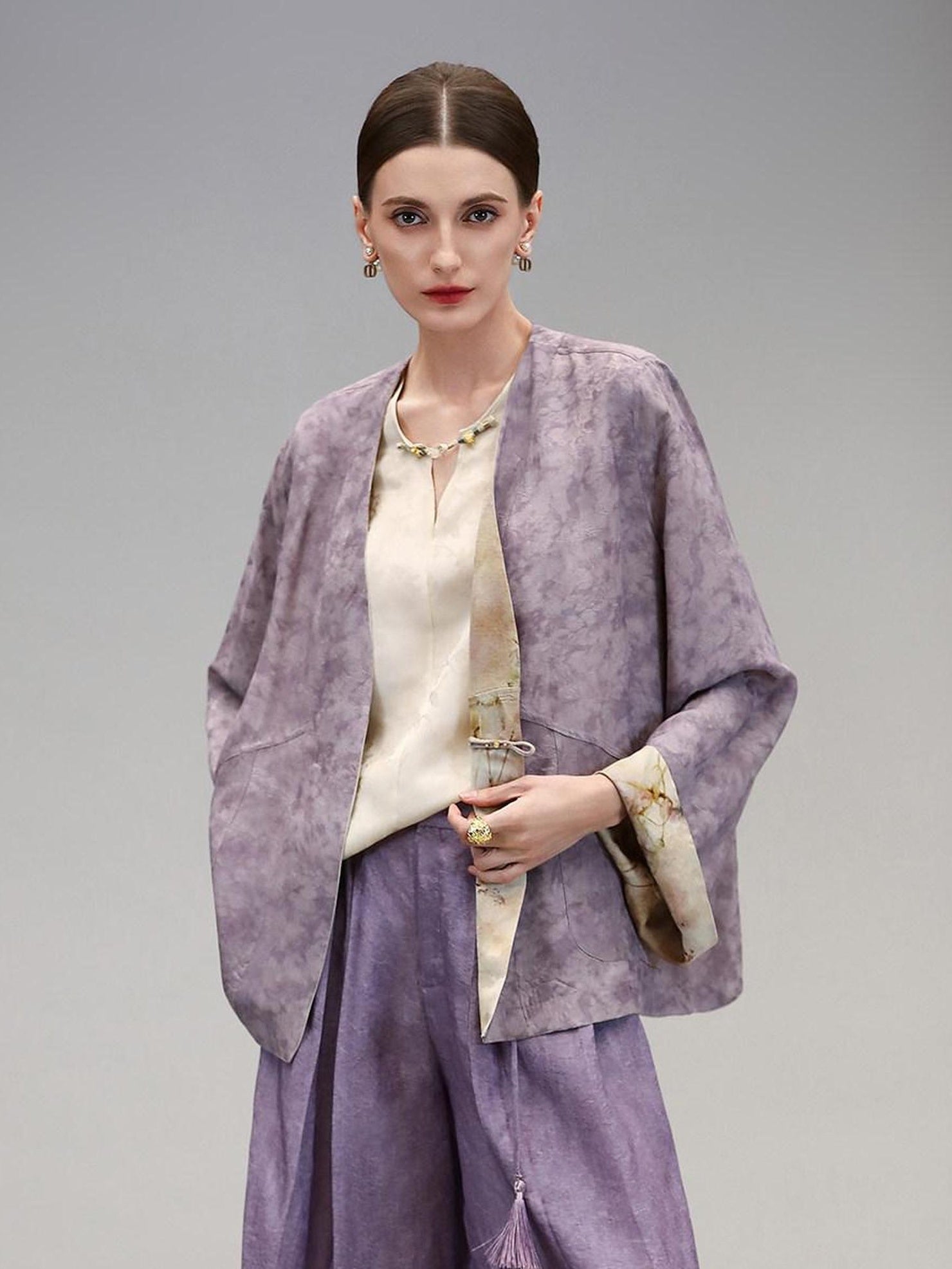 COCOBELLA Embroidered Cardigan And Wide Leg Pants Women Casual Chinese Style Set