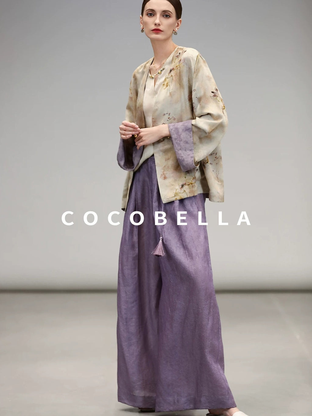 COCOBELLA Embroidered Cardigan And Wide Leg Pants Women Casual Chinese Style Set
