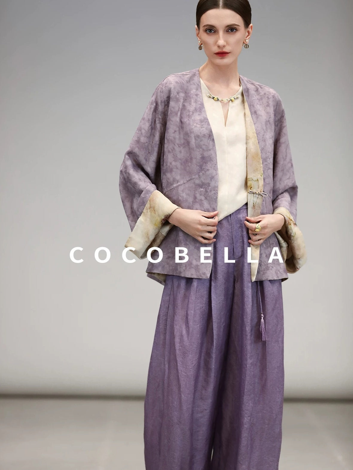 COCOBELLA Embroidered Cardigan And Wide Leg Pants Women Casual Chinese Style Set