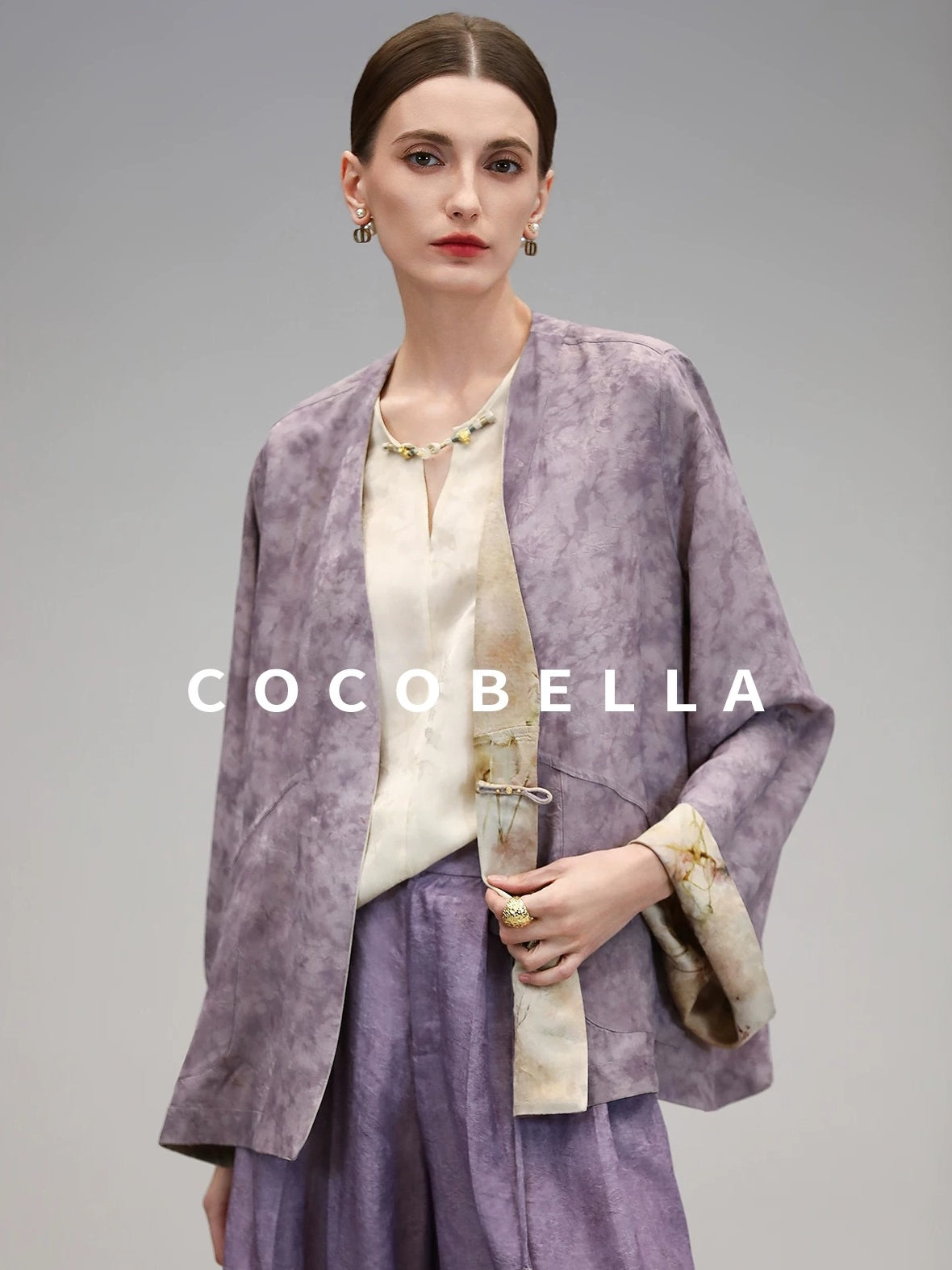 COCOBELLA Embroidered Cardigan And Wide Leg Pants Women Casual Chinese Style Set