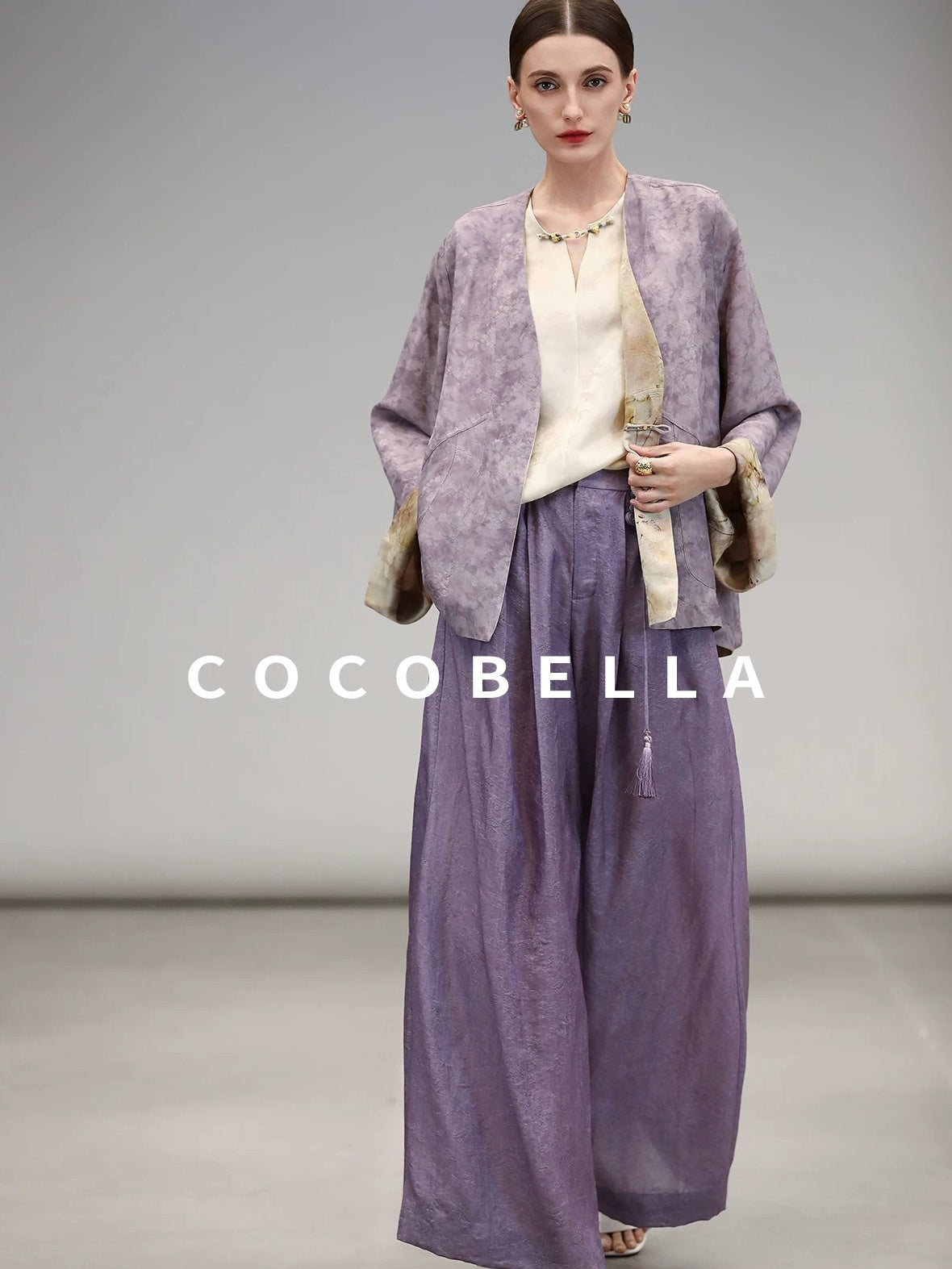 COCOBELLA Embroidered Cardigan And Wide Leg Pants Women Casual Chinese Style Set