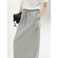 COCOBELLA_Embroidered_Cotton_Blend_Mid_Rise_H_Line_Office_Minimalist_Grey_Midi_Skirts_MISSTT