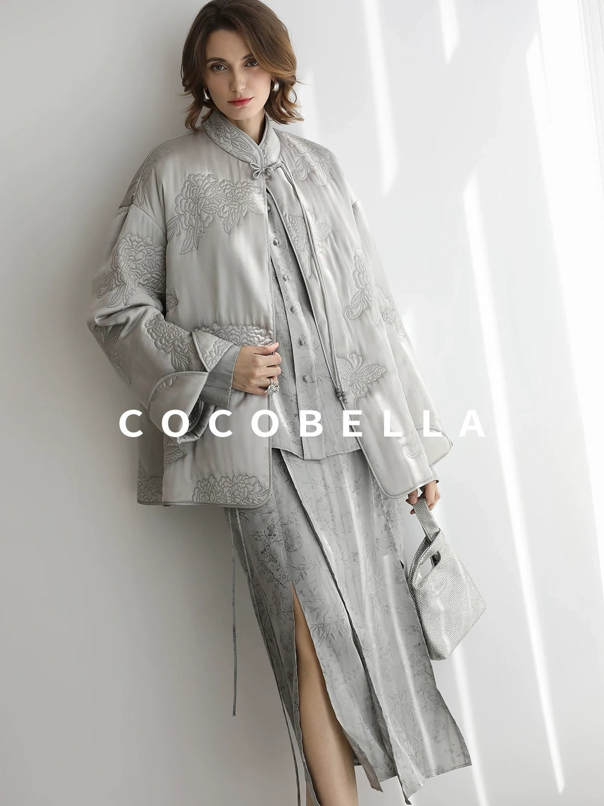 COCOBELLA Embroidered Ethnic Straight Fit Commuter Short Polyester Women Padded Jackets