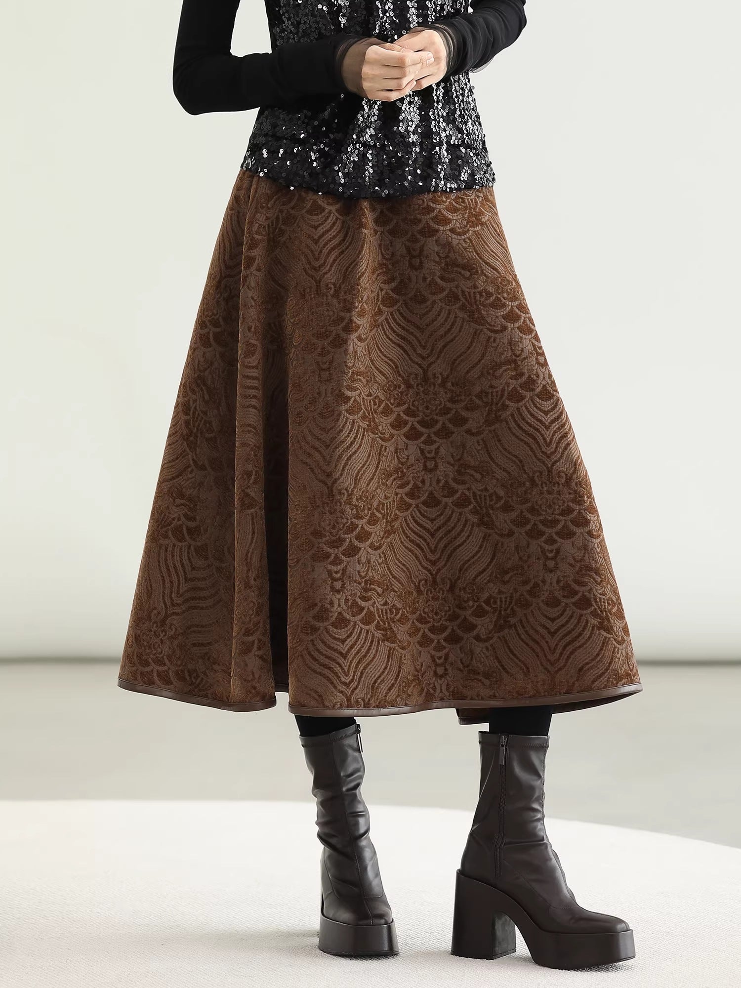 COCOBELLA_Embroidered_Jacquard_Chinese_A_Line_Mid_Waist_Women_Office_Maxi_Polyester_Skirts_MISSTT