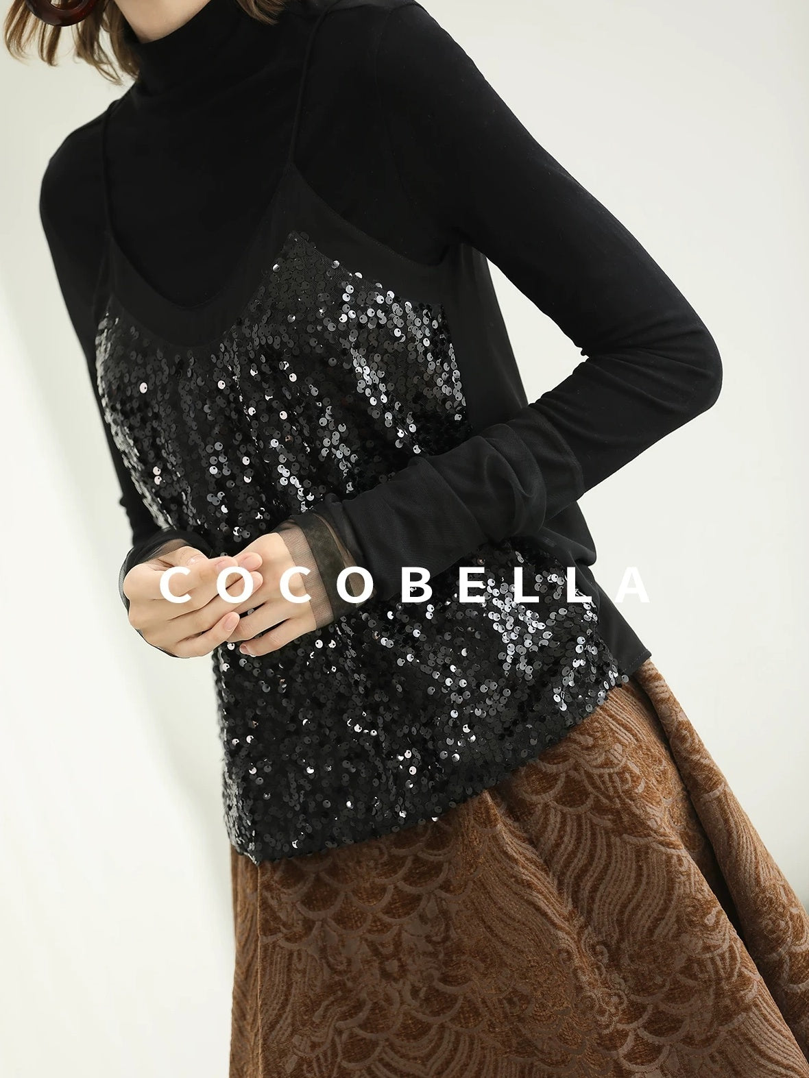 COCOBELLA Embroidered Jacquard Chinese A Line Mid Waist Women Office Maxi Polyester Skirts