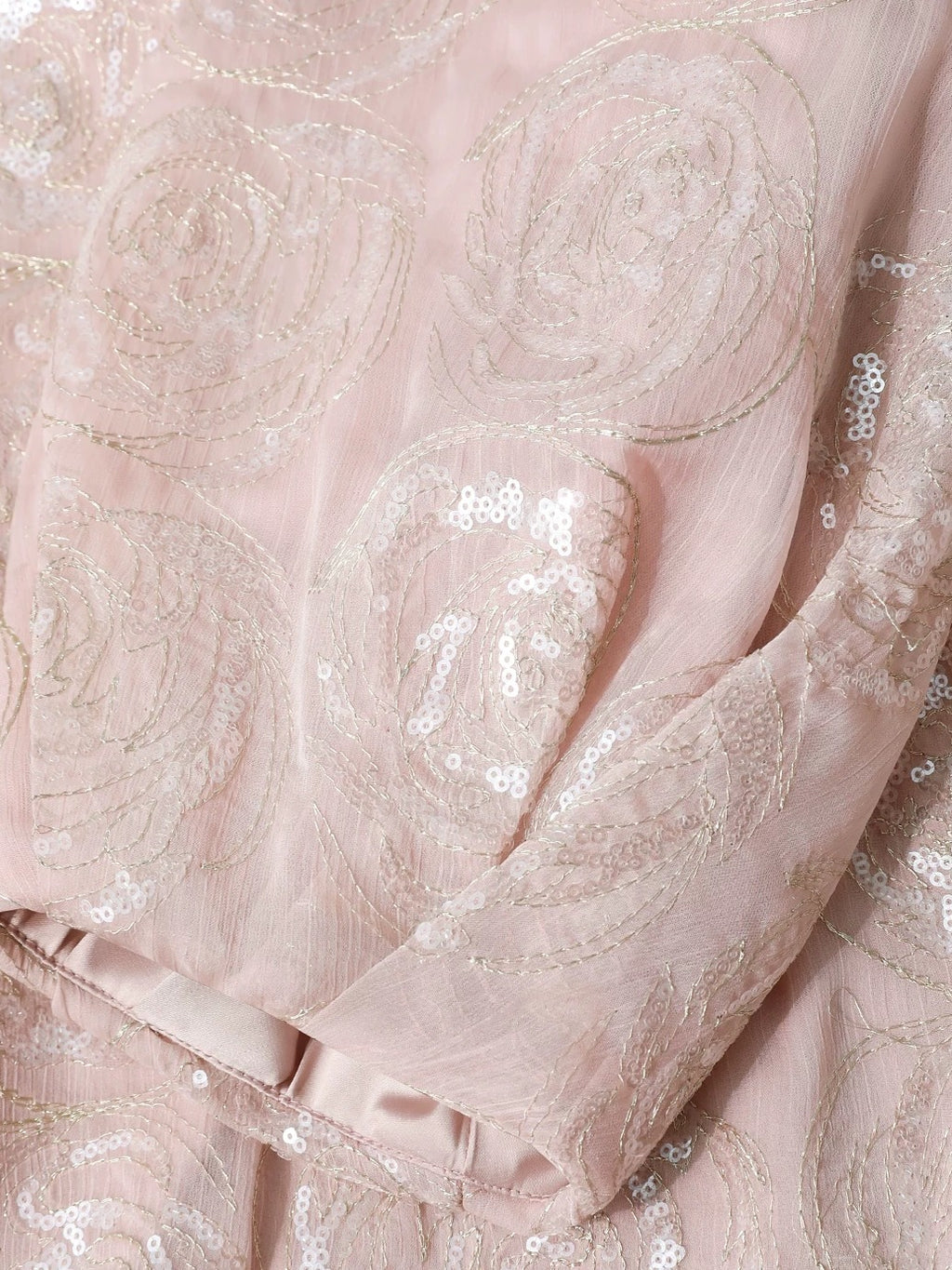 COCOBELLA Embroidered Sequin Beaded Lantern Sleeve Loose Fit Boucle Women Trim Sweater