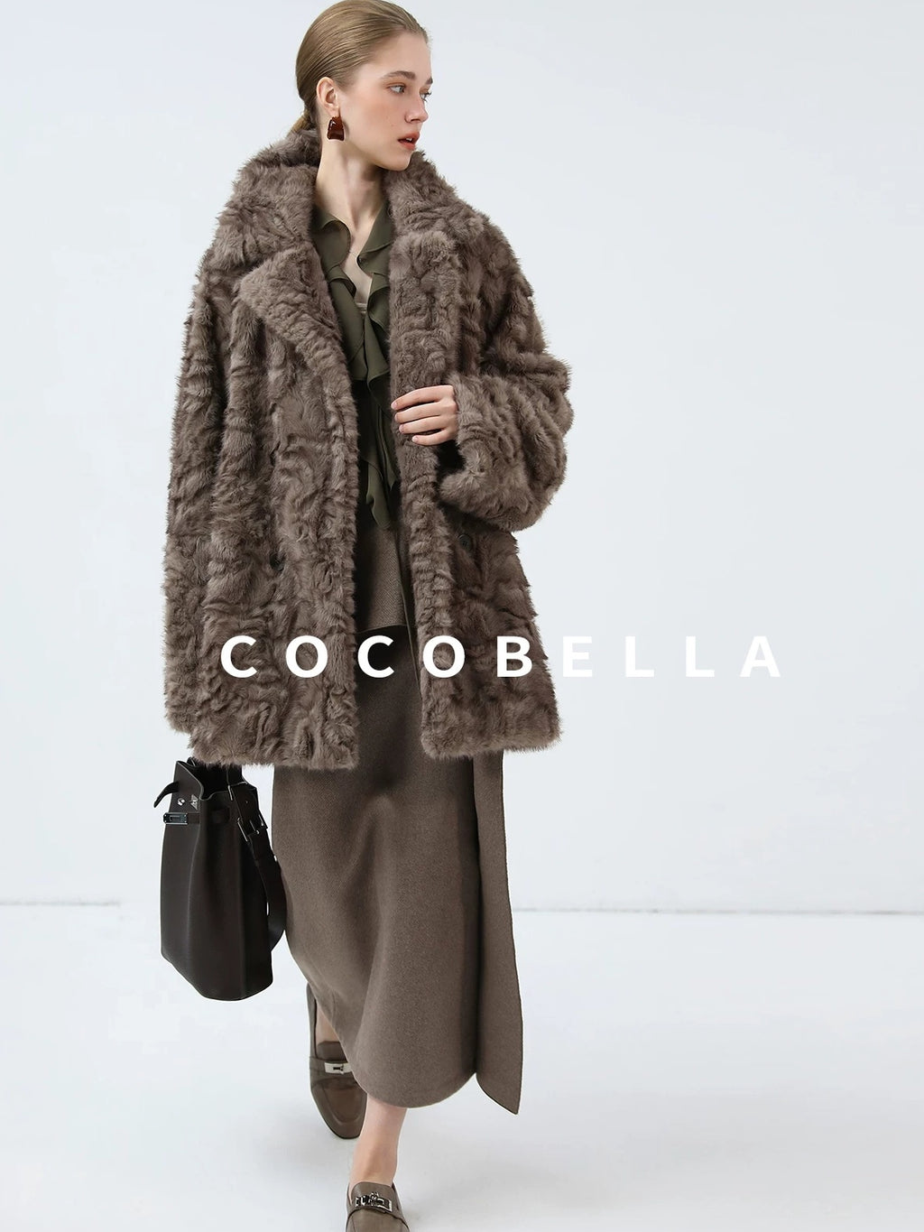 COCOBELLA Extra Thick Plush Straight Cut Retro Commuter Women Faux Fur Coats