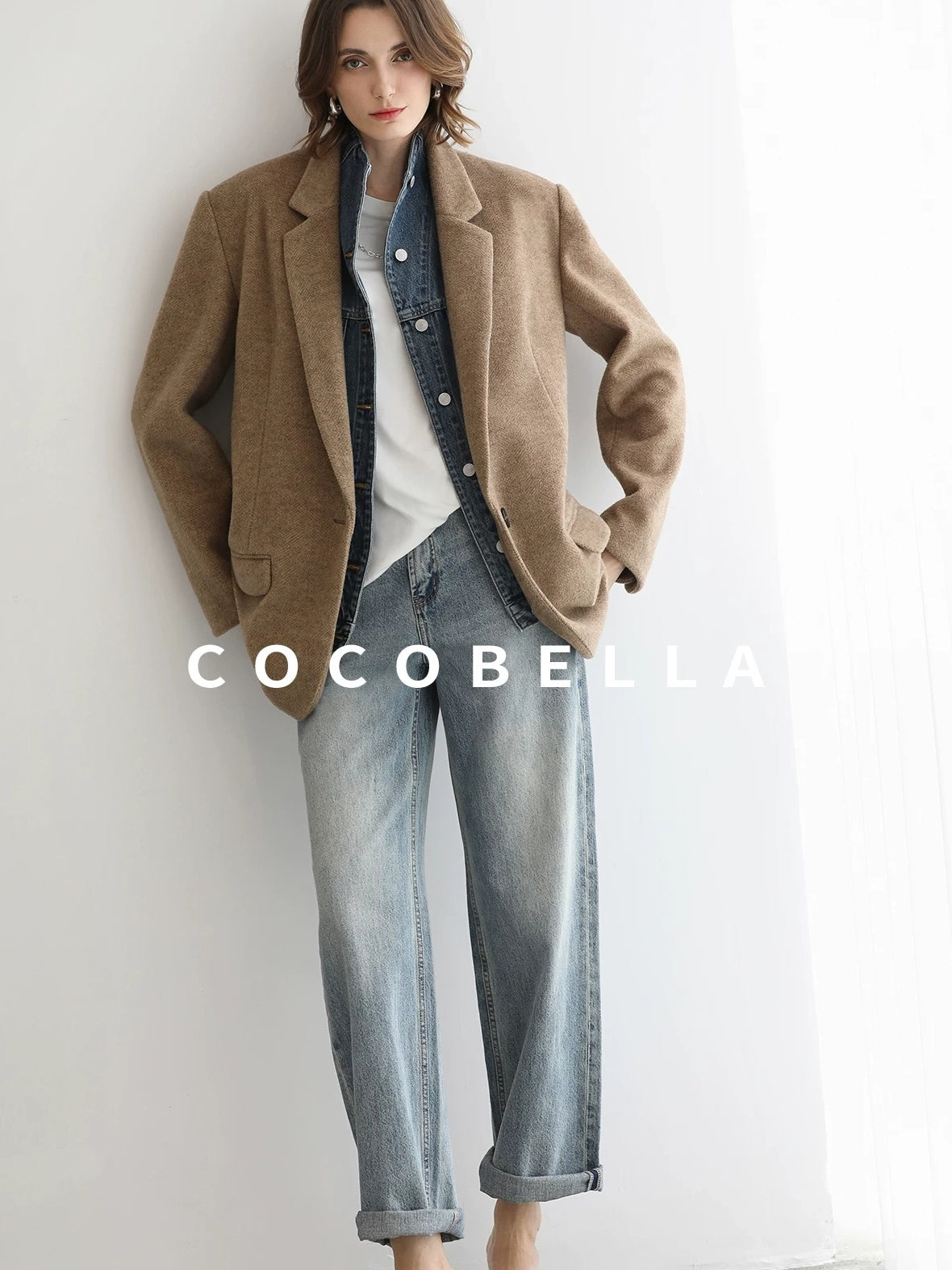 COCOBELLA Faded Cotton Straight Leg Natural Waist Casual Women Denim No Stretch Pants