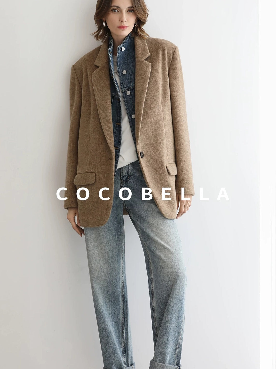 COCOBELLA Faded Cotton Straight Leg Natural Waist Casual Women Denim No Stretch Pants