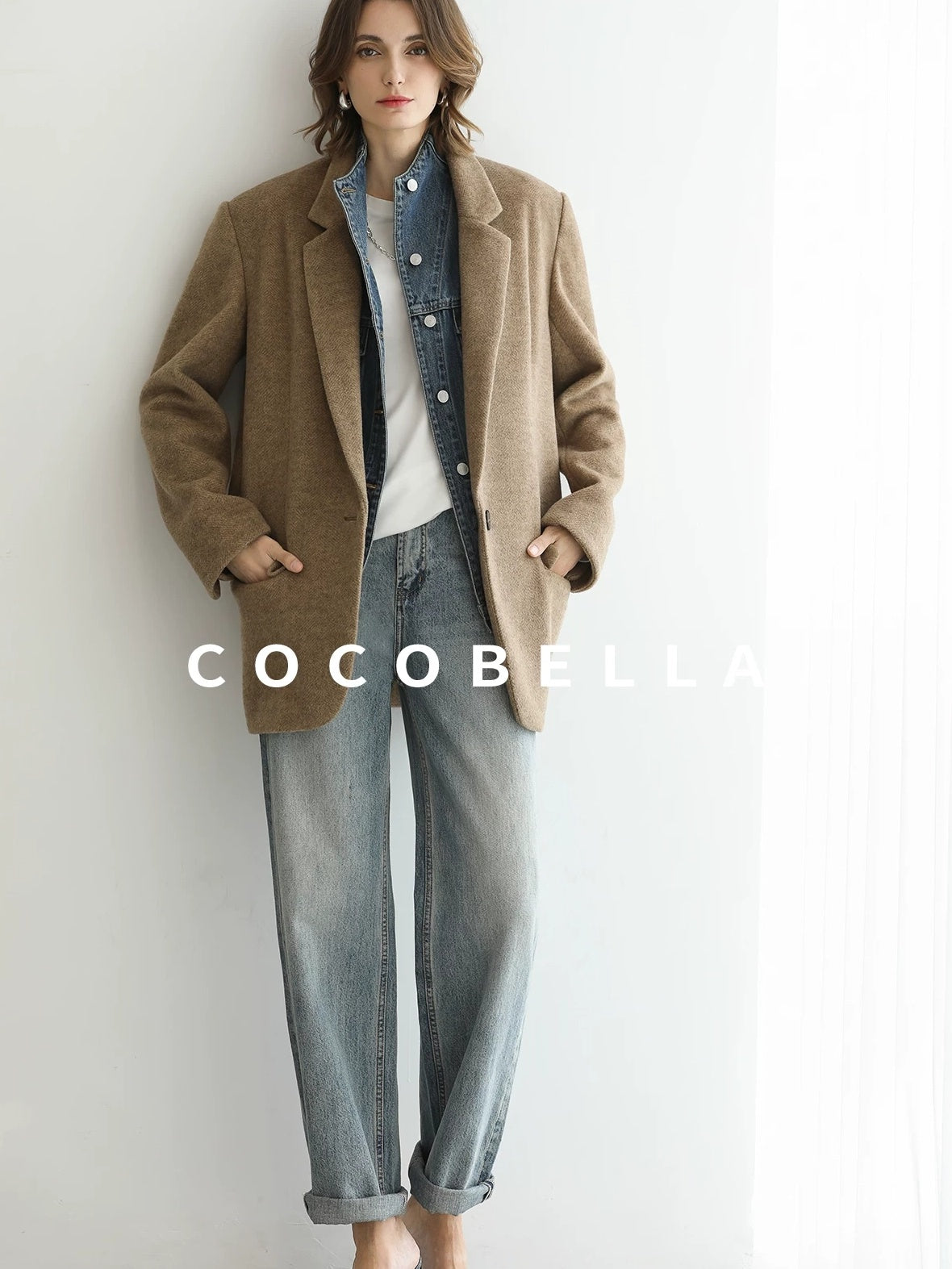 COCOBELLA Faded Cotton Straight Leg Natural Waist Casual Women Denim No Stretch Pants