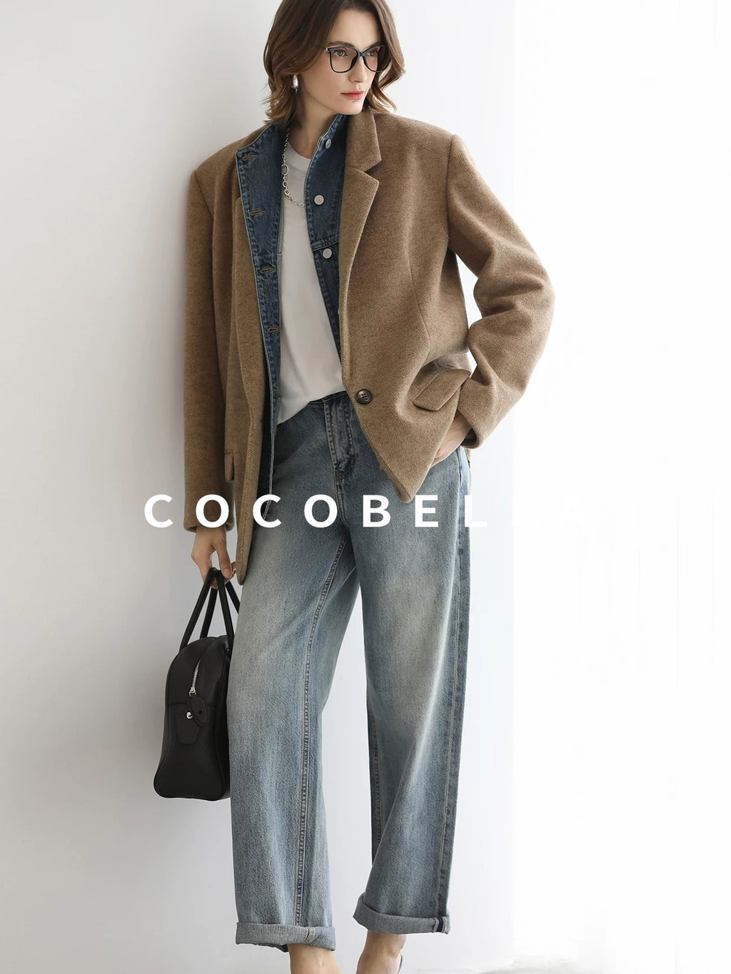 COCOBELLA Faded Cotton Straight Leg Natural Waist Casual Women Denim No Stretch Pants