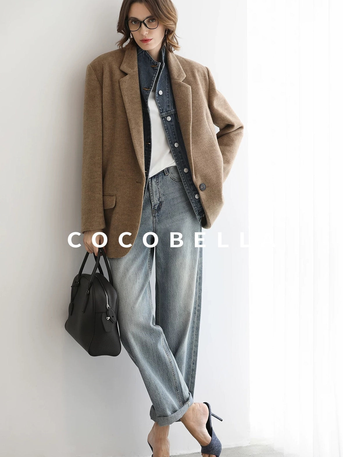 COCOBELLA Faded Cotton Straight Leg Natural Waist Casual Women Denim No Stretch Pants