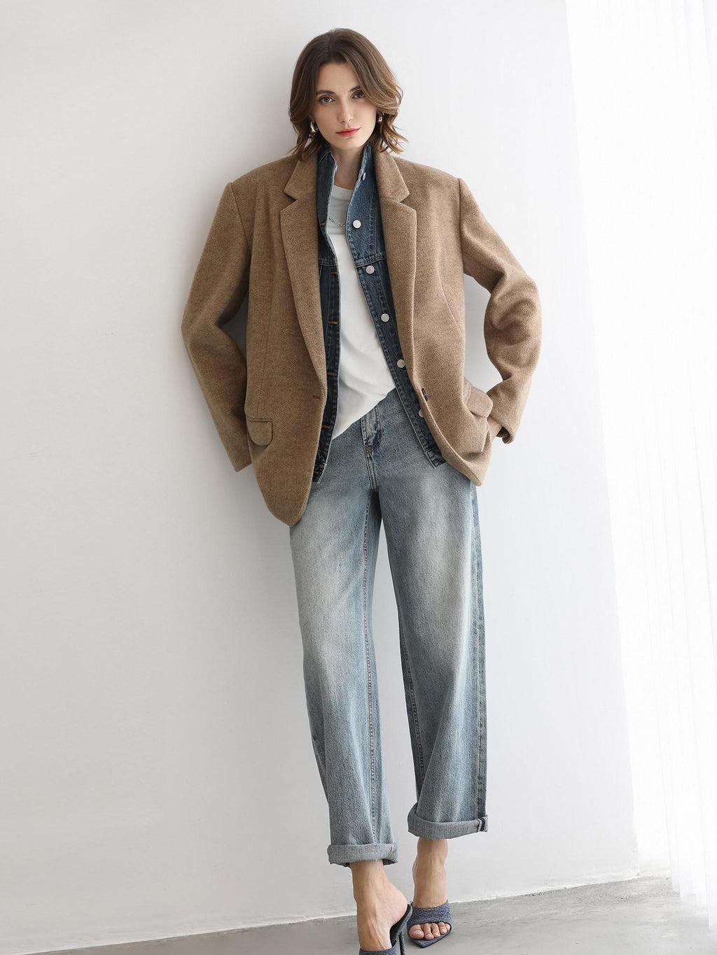 COCOBELLA Faded Cotton Straight Leg Natural Waist Casual Women Denim No Stretch Pants