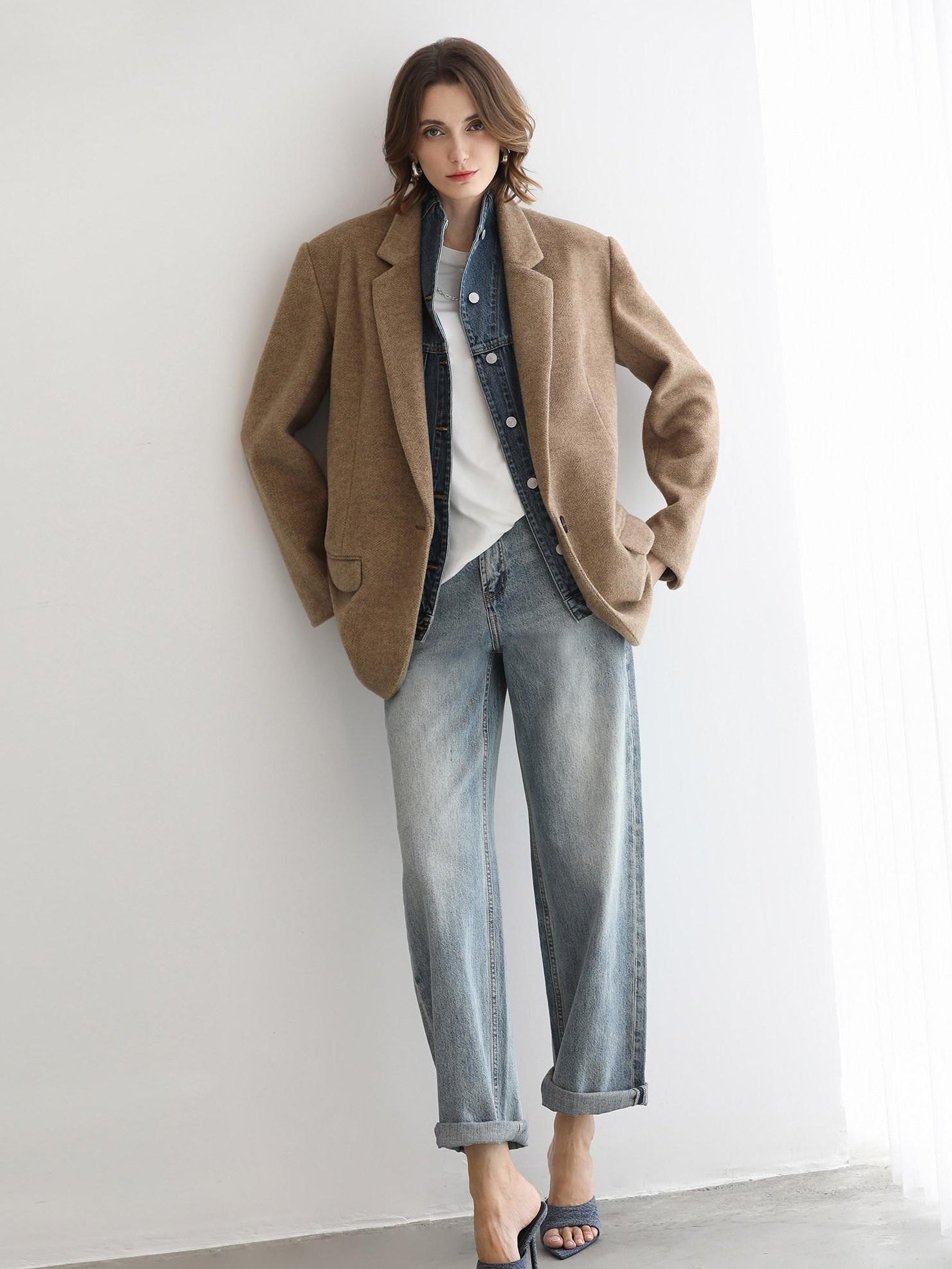 COCOBELLA Faded Cotton Straight Leg Natural Waist Casual Women Denim No Stretch Pants