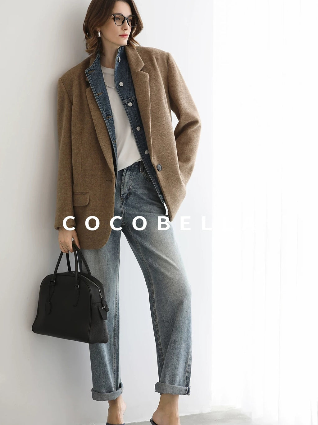 COCOBELLA Faded Cotton Straight Leg Natural Waist Casual Women Denim No Stretch Pants