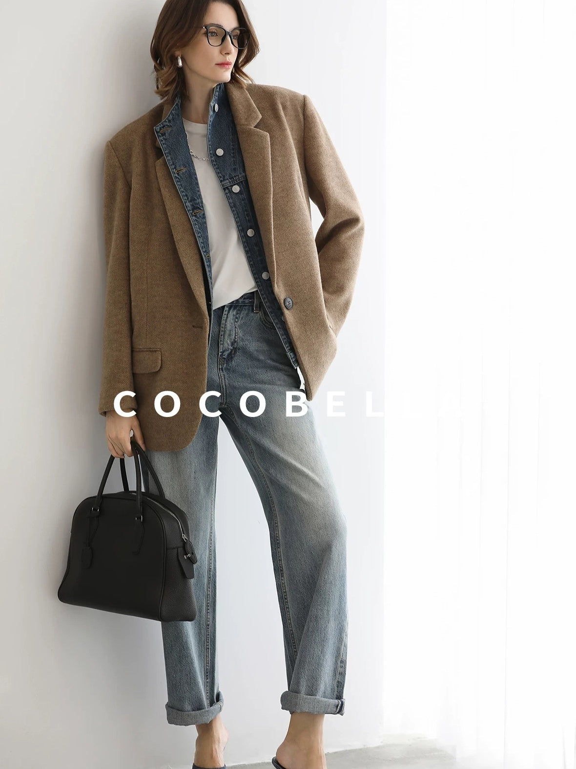 COCOBELLA Faded Cotton Straight Leg Natural Waist Casual Women Denim No Stretch Pants