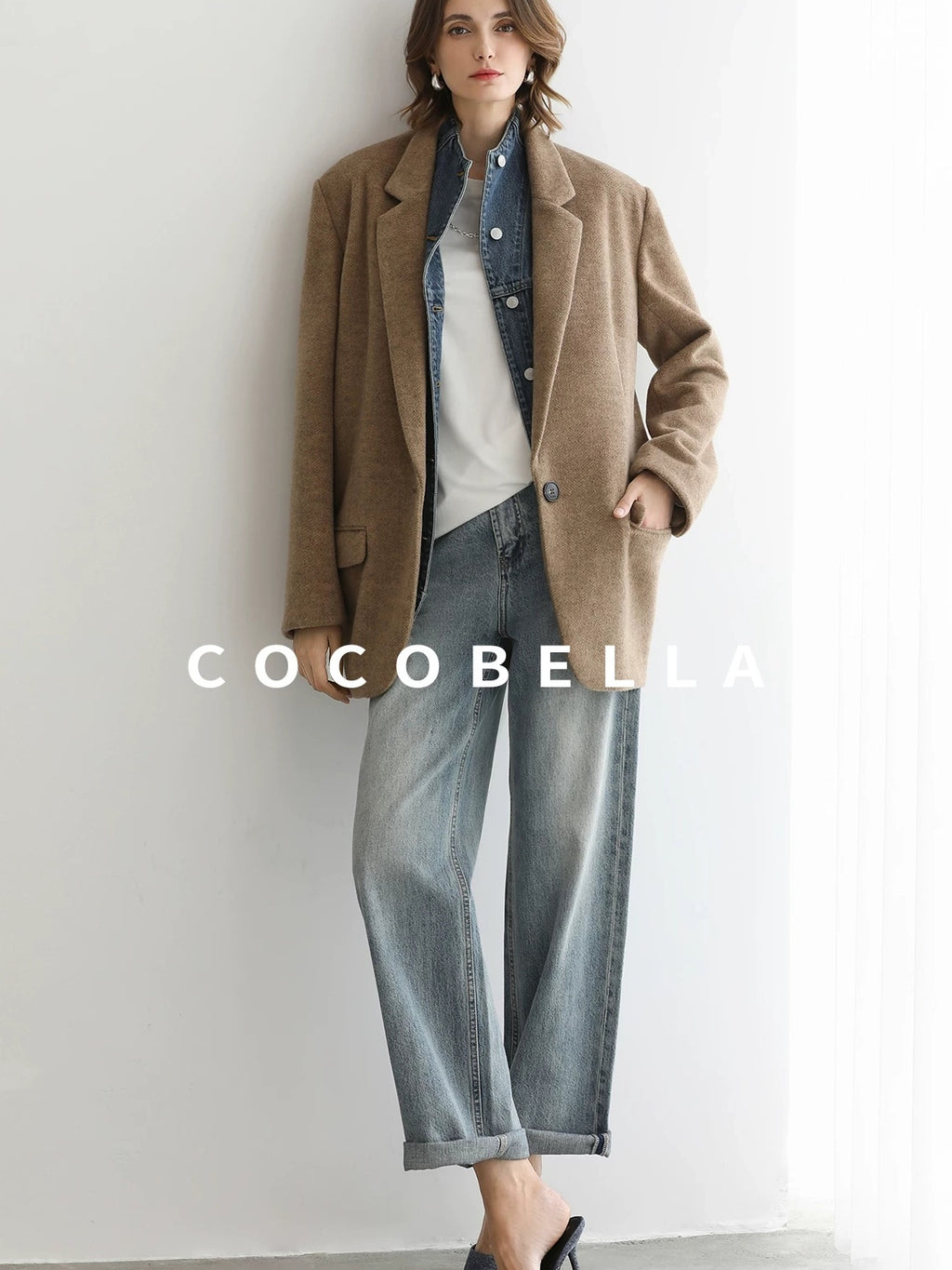 COCOBELLA Faded Cotton Straight Leg Natural Waist Casual Women Denim No Stretch Pants