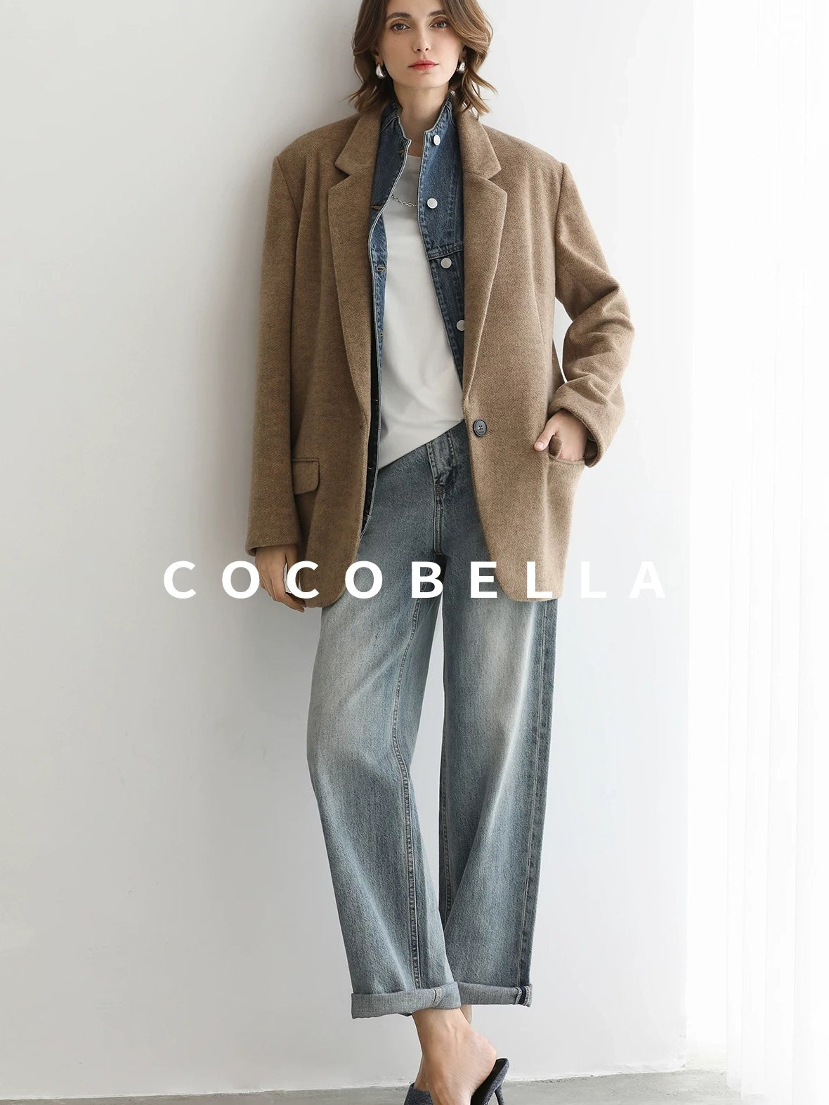 COCOBELLA Faded Cotton Straight Leg Natural Waist Casual Women Denim No Stretch Pants