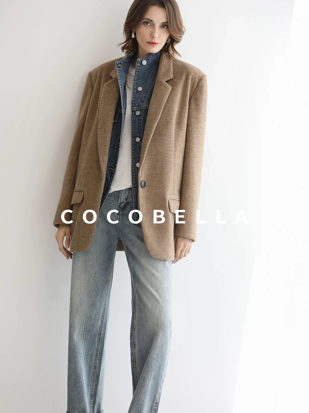 COCOBELLA Faded Cotton Straight Leg Natural Waist Casual Women Denim No Stretch Pants