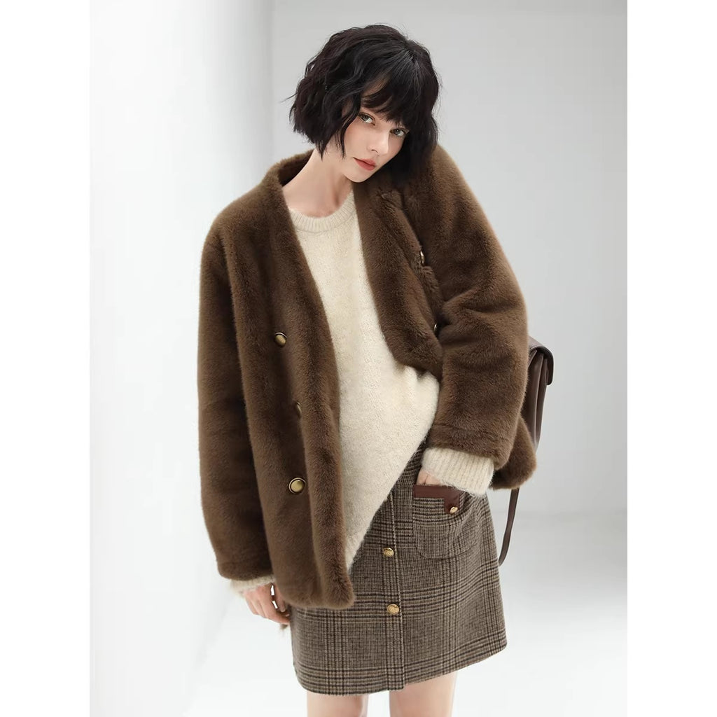 COCOBELLA_Faux_Fur_Double_Breasted_V_Neck_Long_Sleeve_Office_Style_Women_Coats_Jackets_MISSTT