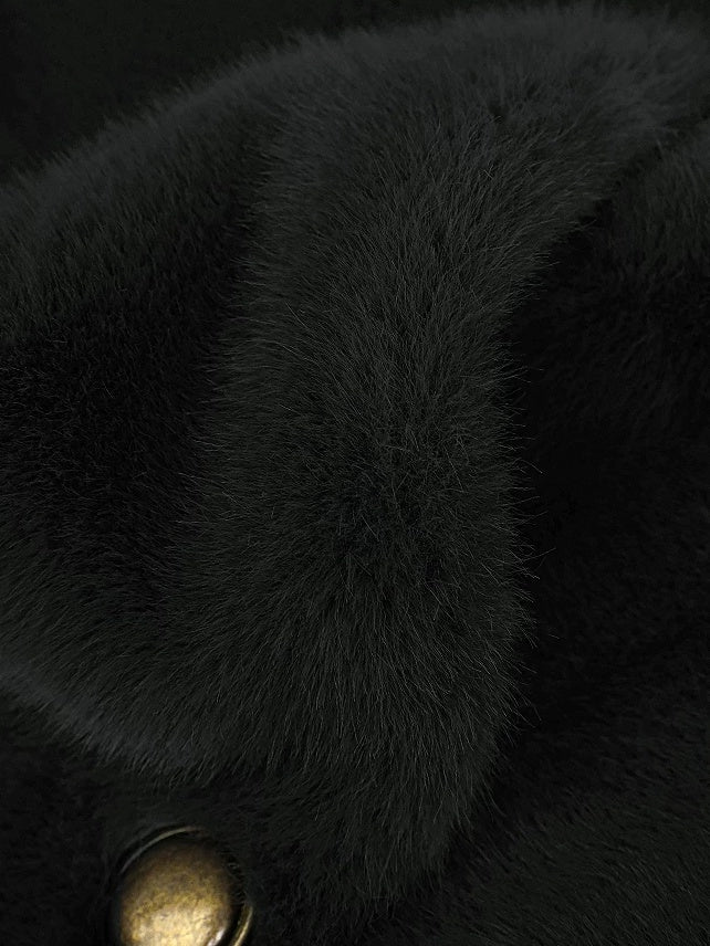 COCOBELLA Faux Fur Double Breasted V Neck Long Sleeve Office Style Women Coats Jackets