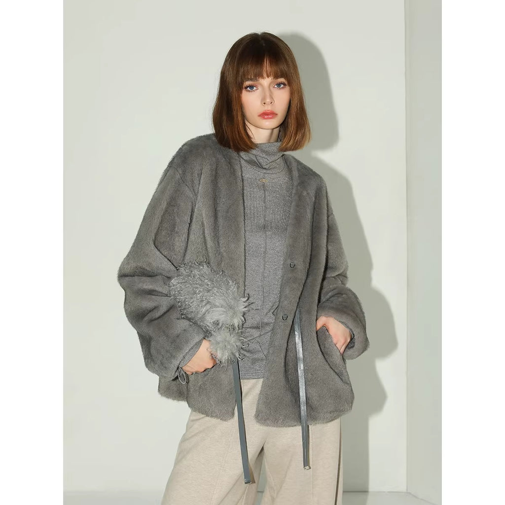 COCOBELLA_Faux_Fur_Straight_V_Neck_Long_Sleeve_Women_Silver_Blue_Polyester_Jackets_MISSTT