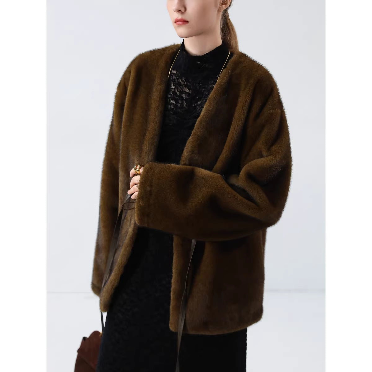 COCOBELLA_Faux_Fur_Straight_V_Neck_Long_Sleeve_Women_Silver_Blue_Polyester_Jackets_MISSTT