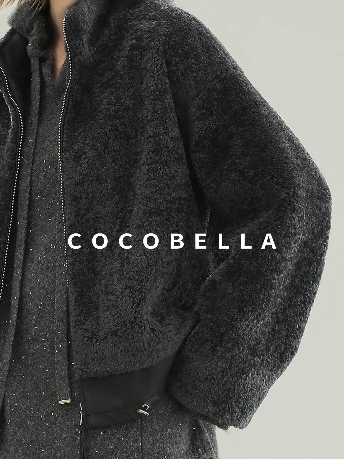 COCOBELLA Full Faux Fur Loose Fit Zipper Long Sleeve Women Office Commuter Polyester Coats