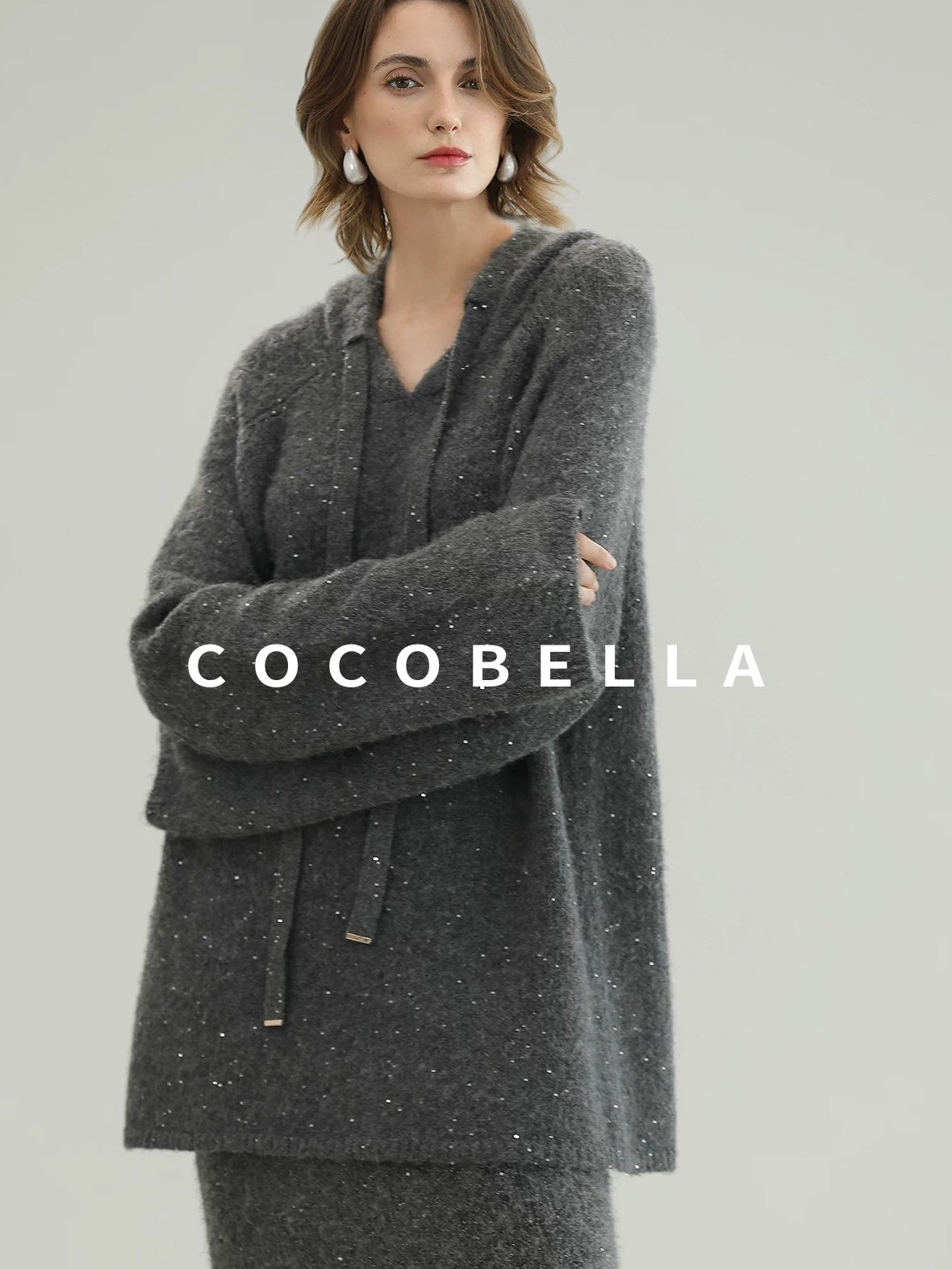 COCOBELLA Full Faux Fur Loose Fit Zipper Long Sleeve Women Office Commuter Polyester Coats