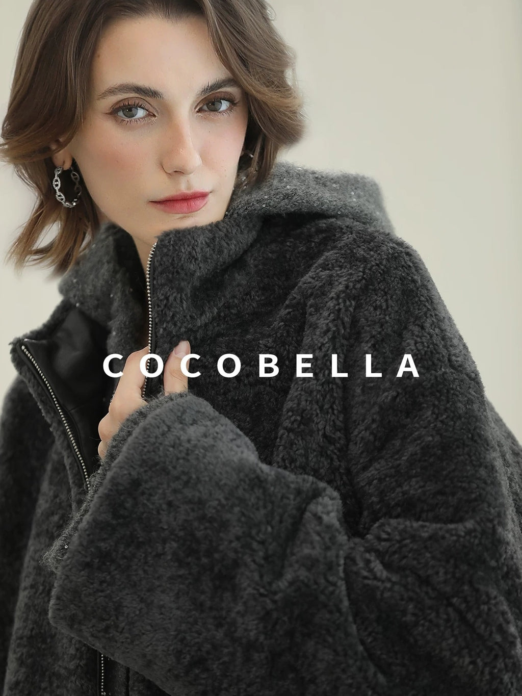 COCOBELLA Full Faux Fur Loose Fit Zipper Long Sleeve Women Office Commuter Polyester Coats