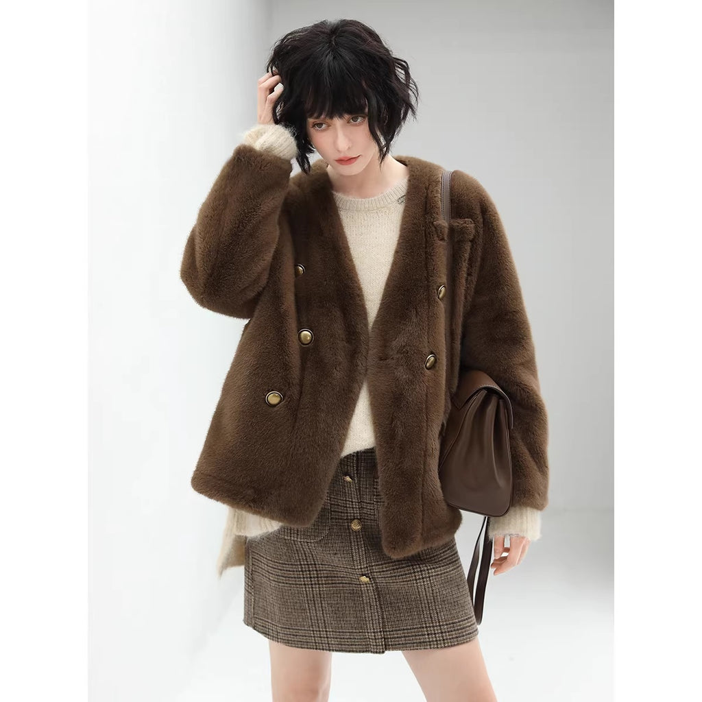 COCOBELLA_Full_Faux_Fur_Plush_Tailored_V_Neck_Office_Women_Regular_Fit_Coats_MISSTT