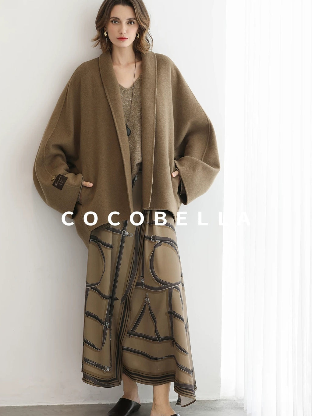 COCOBELLA Handmade Thick Wool Loose Fit Lapel Ladylike Office Overcoat Jackets