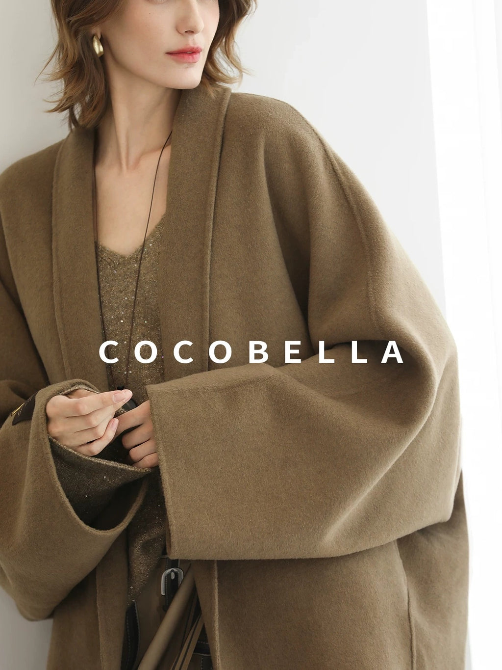 COCOBELLA Handmade Thick Wool Loose Fit Lapel Ladylike Office Overcoat Jackets