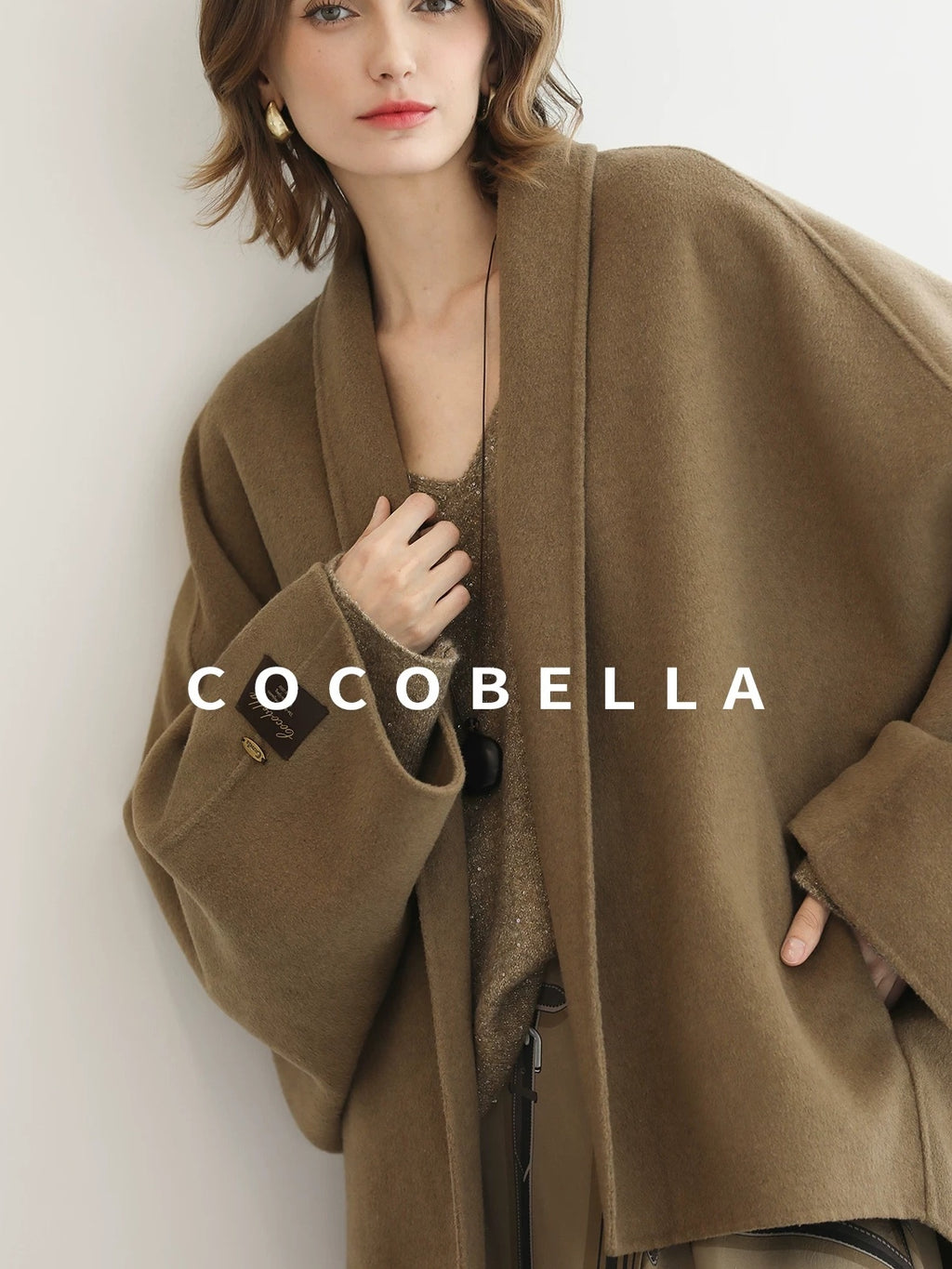 COCOBELLA Handmade Thick Wool Loose Fit Lapel Ladylike Office Overcoat Jackets