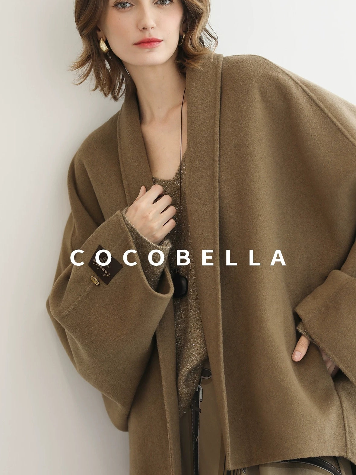 COCOBELLA Handmade Thick Wool Loose Fit Lapel Ladylike Office Overcoat Jackets