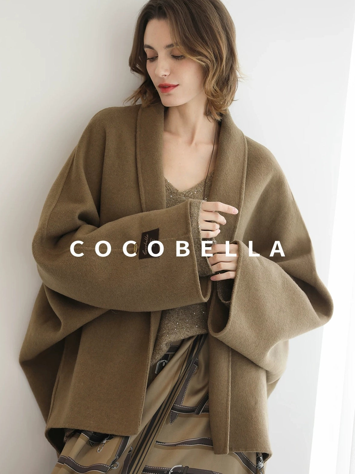COCOBELLA Handmade Thick Wool Loose Fit Lapel Ladylike Office Overcoat Jackets