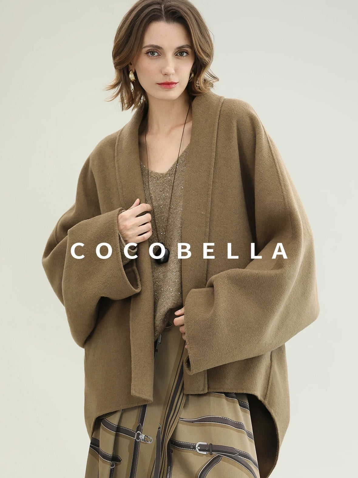 COCOBELLA Handmade Thick Wool Loose Fit Lapel Ladylike Office Overcoat Jackets
