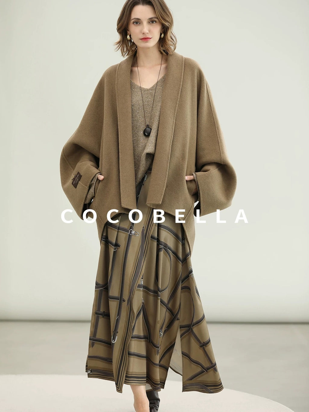 COCOBELLA Handmade Thick Wool Loose Fit Lapel Ladylike Office Overcoat Jackets