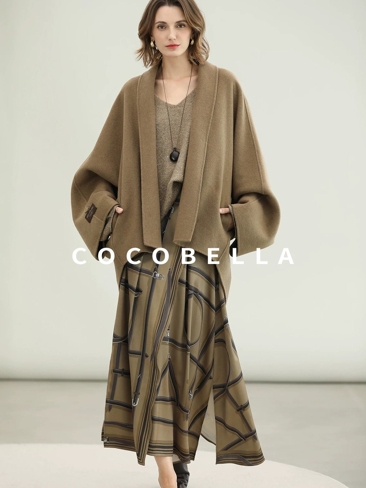COCOBELLA Handmade Thick Wool Loose Fit Lapel Ladylike Office Overcoat Jackets