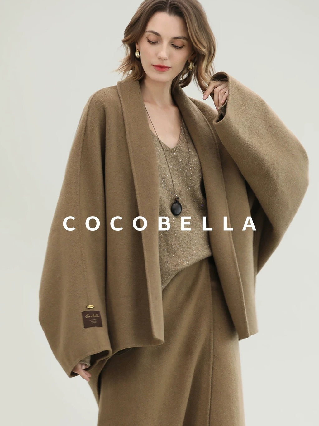 COCOBELLA Handmade Thick Wool Loose Fit Lapel Ladylike Office Overcoat Jackets